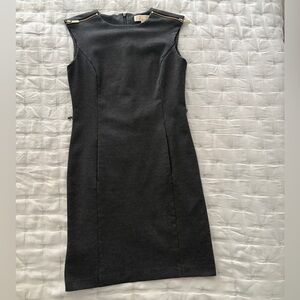 Michael Kors Black Midi Dress with Gold Accents
